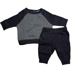 Grayson Mini Two Tone Gray / Black Quilted Sweatshirt / Sweatpants Set NWT 0-3M